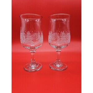 Set of 2, Vintage Arbys "Winter Wonderland" Stemed Wine Glasses